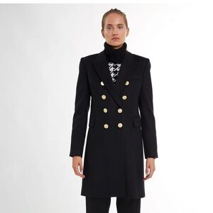 Holland Cooper Knightsbridge Chic Black Double-Breasted Blazer with Gold Buttons